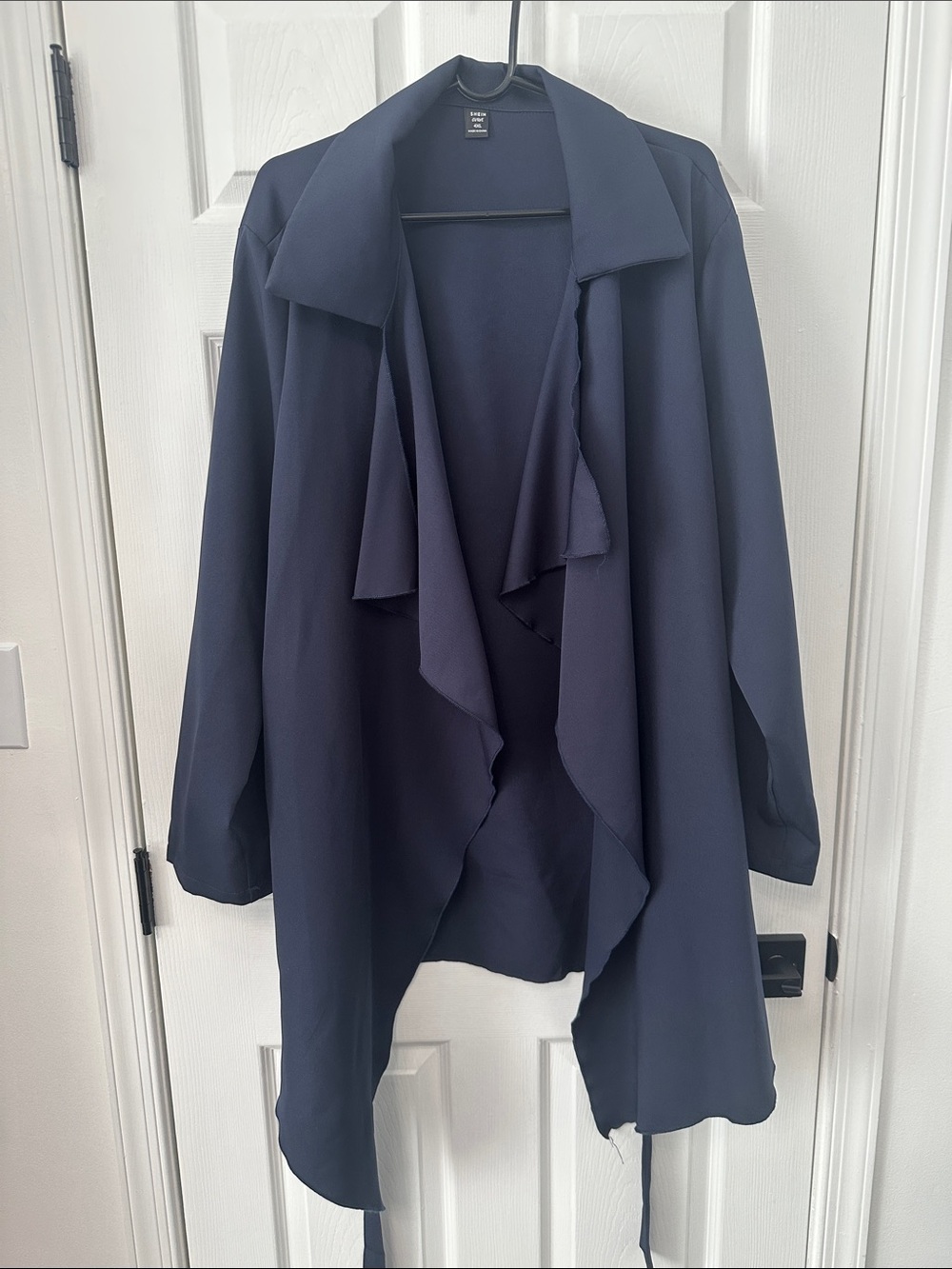 Long Navy Open Front Draped Cardigan worn once